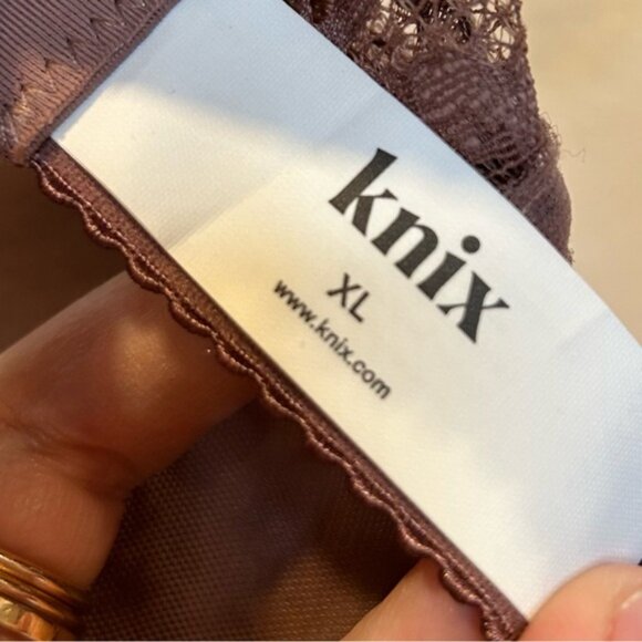 Knix Lace Deep V Bralette Bra Vintage Plum Wire Free Comfort - Picture 6 of 7